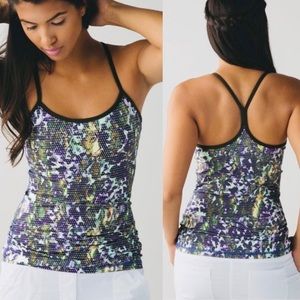 Lululemon Power Y Tank 8 Multi Gator Purple Dots